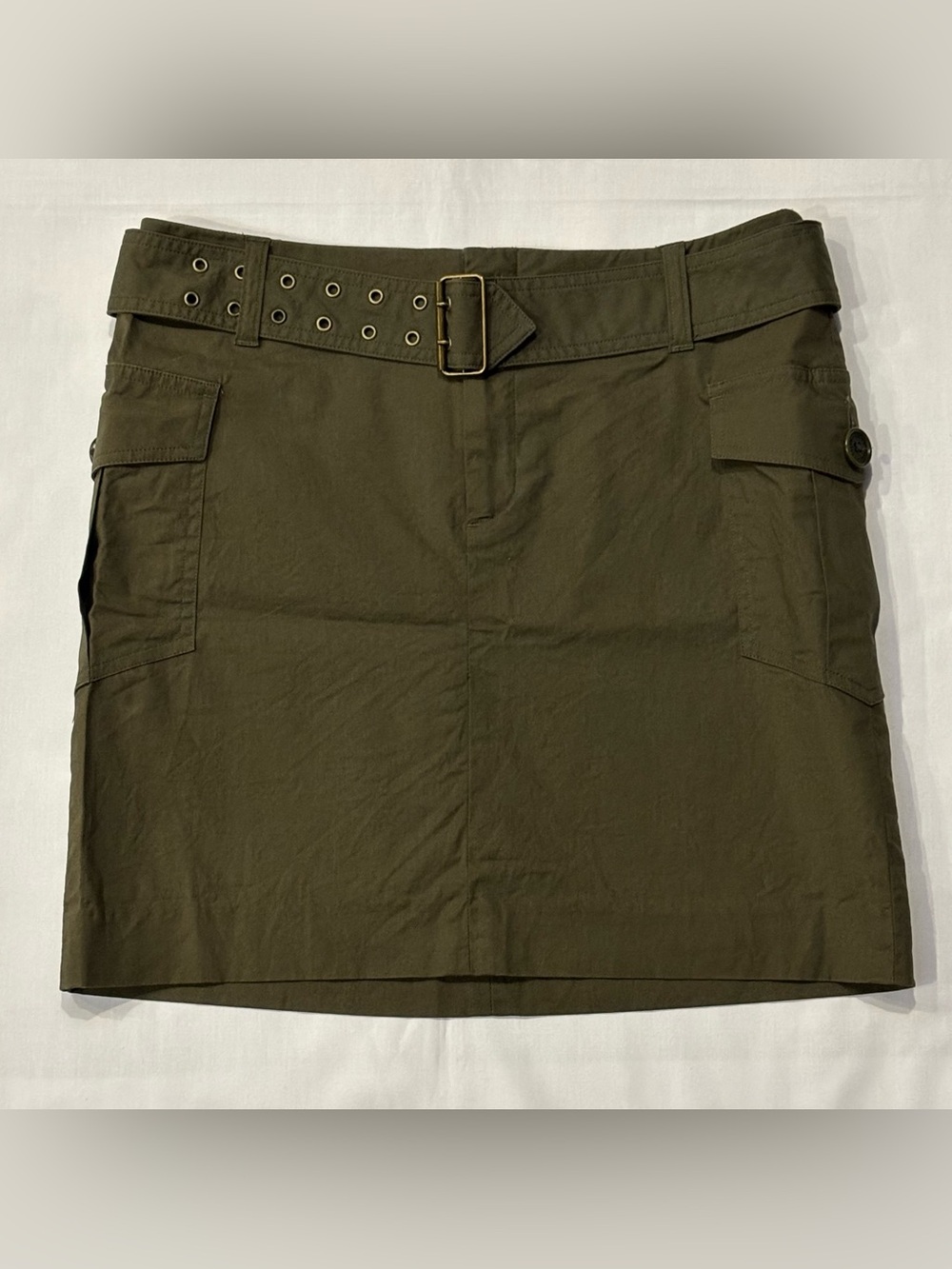 Vintage Ralph By Ralph Lauren Y2K Cargo Mini Skirt Olive Green Belted Size 4